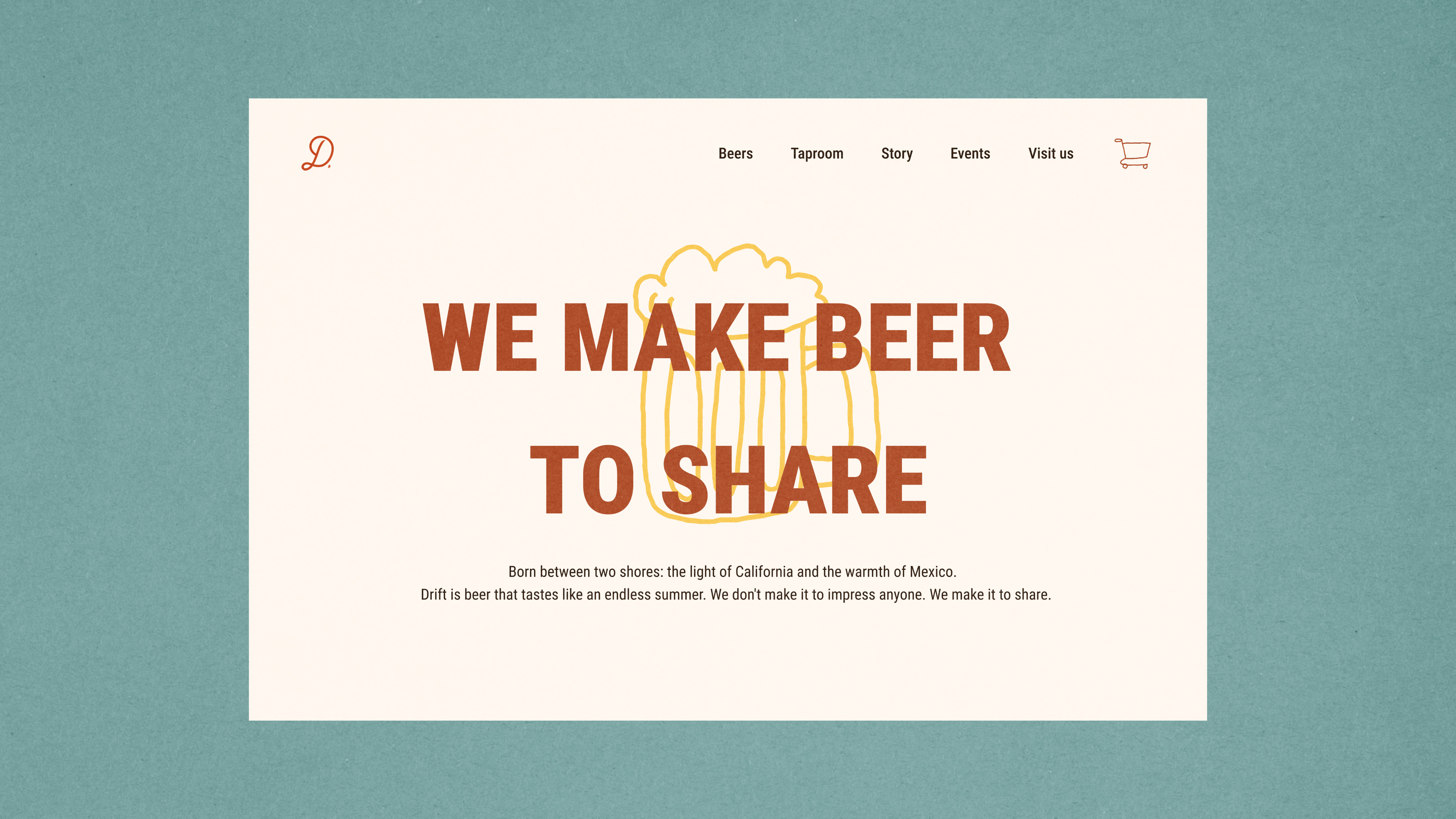 Drift website homepage, we make beer to share