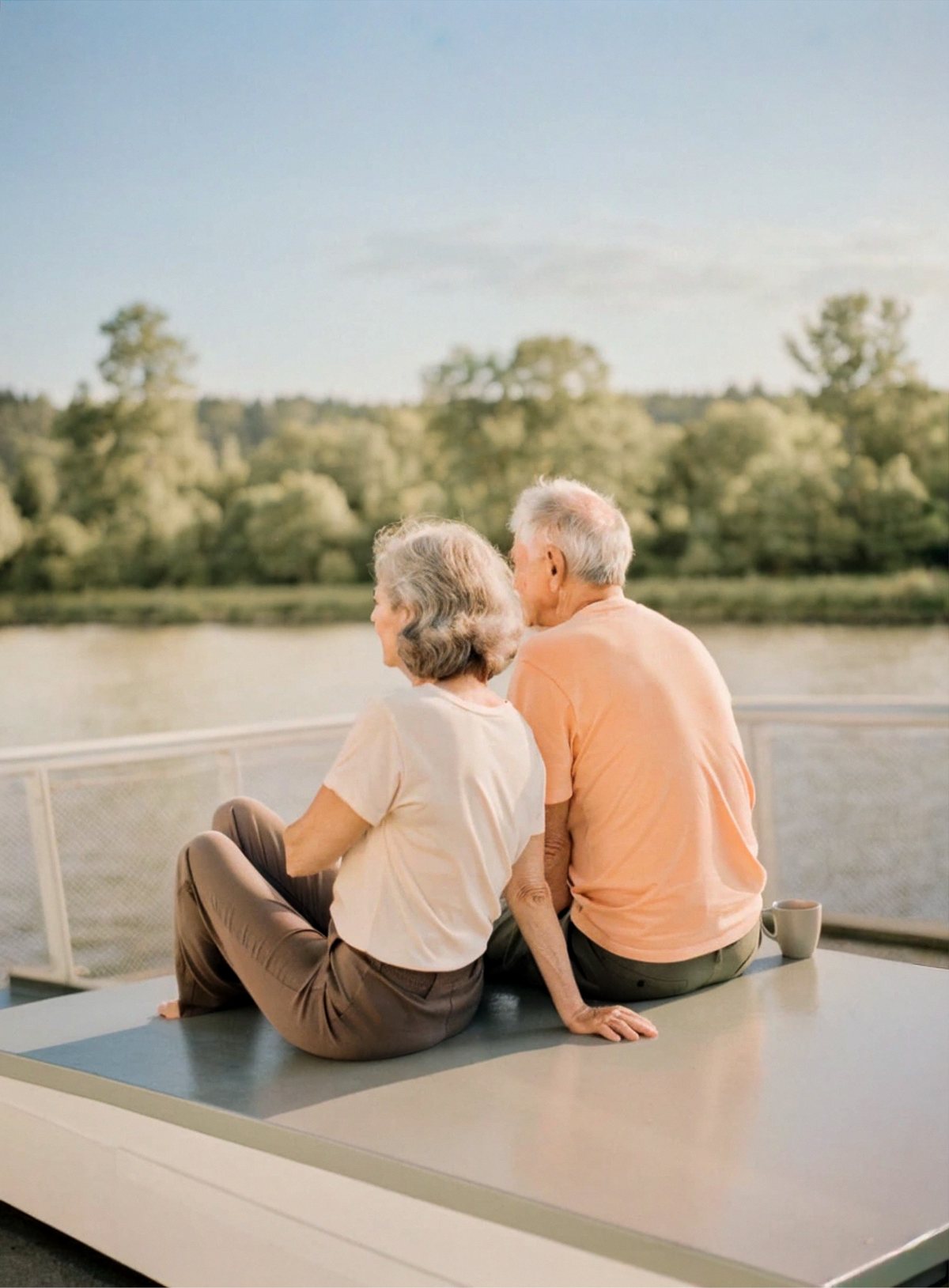Older couple sitting by the water