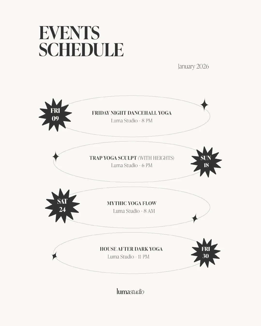 Luma events schedule